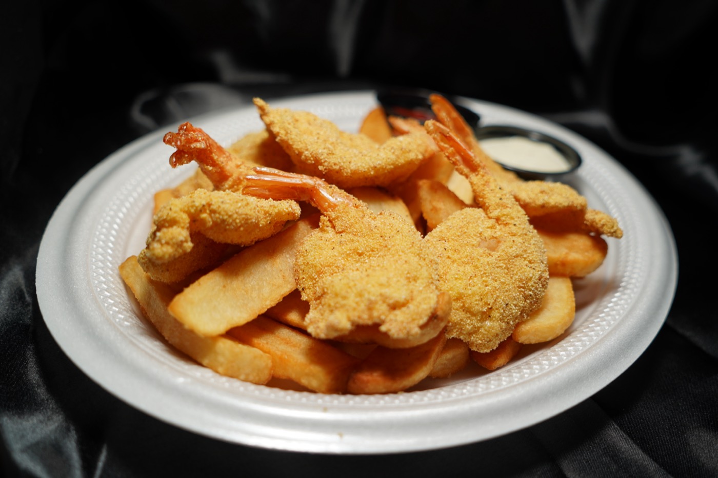 Breaded shrimp with french fries