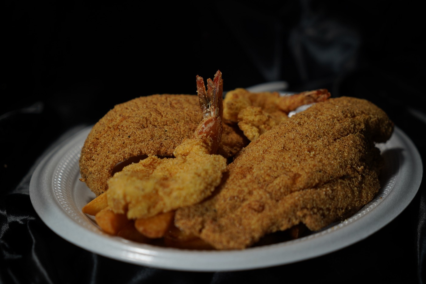 Fried fish and breaded shrimp