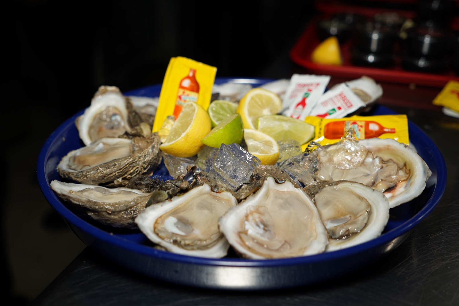 Oysters on the half shell with lemon and lime